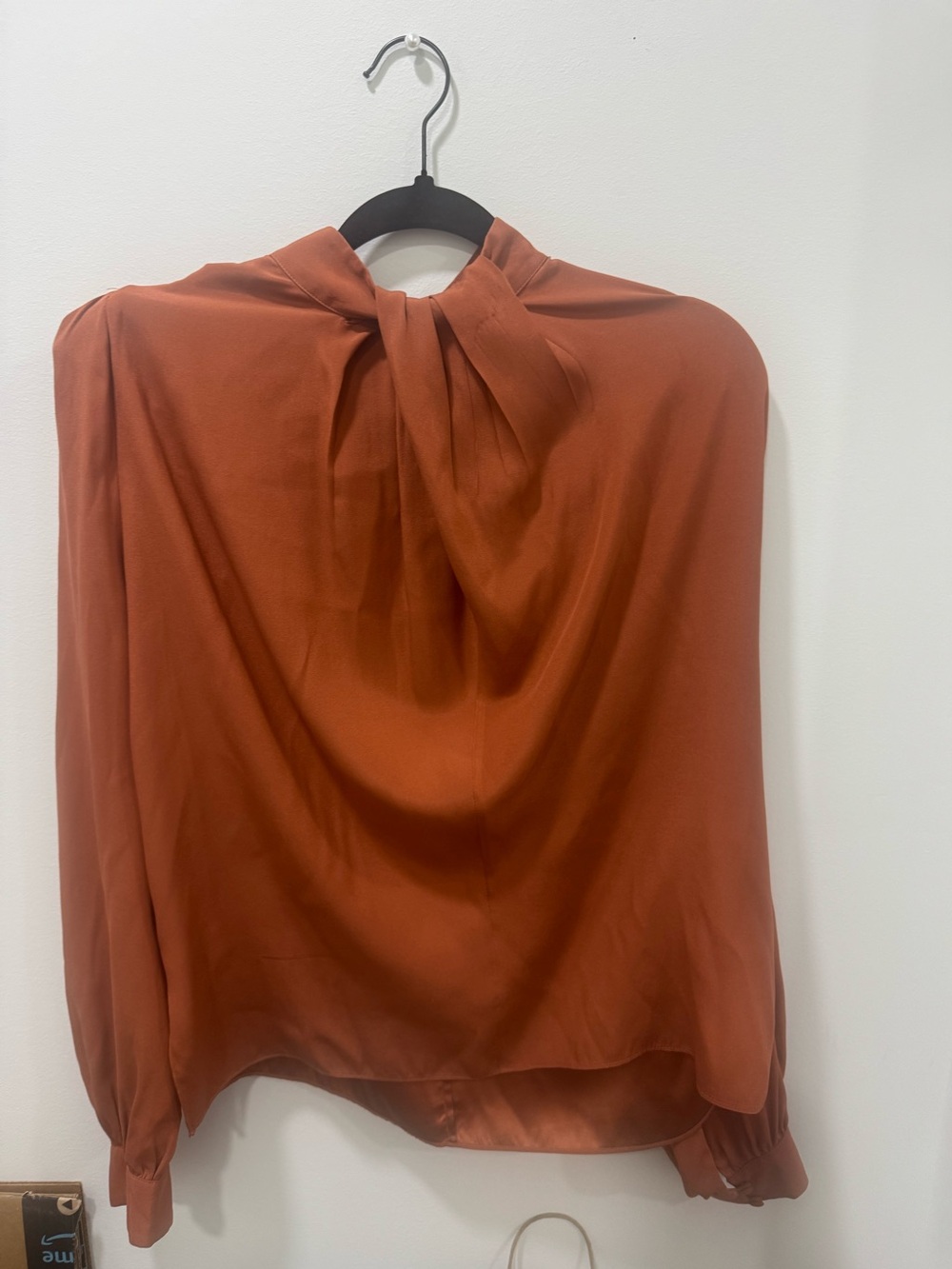 Scanlan Theodore Silk Burnt Orange Blouse Twisted Neck Line Used SZ 6US $550